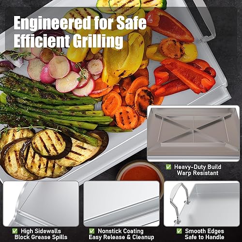 Miniatura 4 de Plancha para cocinar universal de acero inoxidable, placa superior plana antiadherente para estufa de gas y parrillas de carbón, portón trasero,