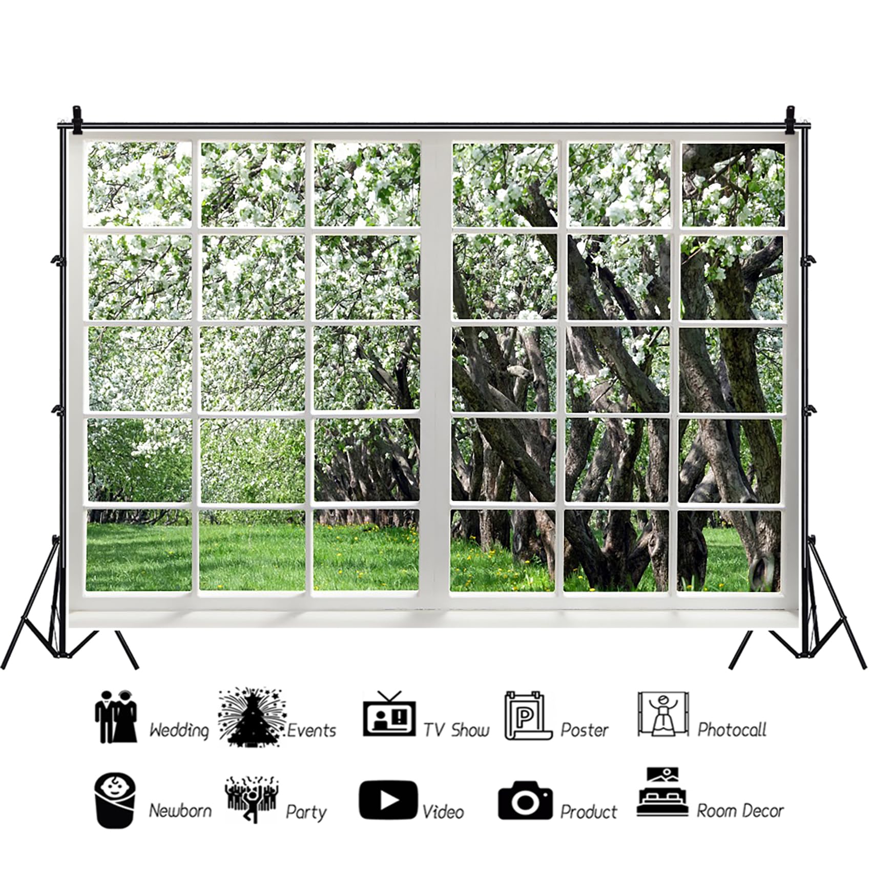 Renaiss 10x6.5ft Spring Garden Backdrop Cherry Blossoms Pink - View #9