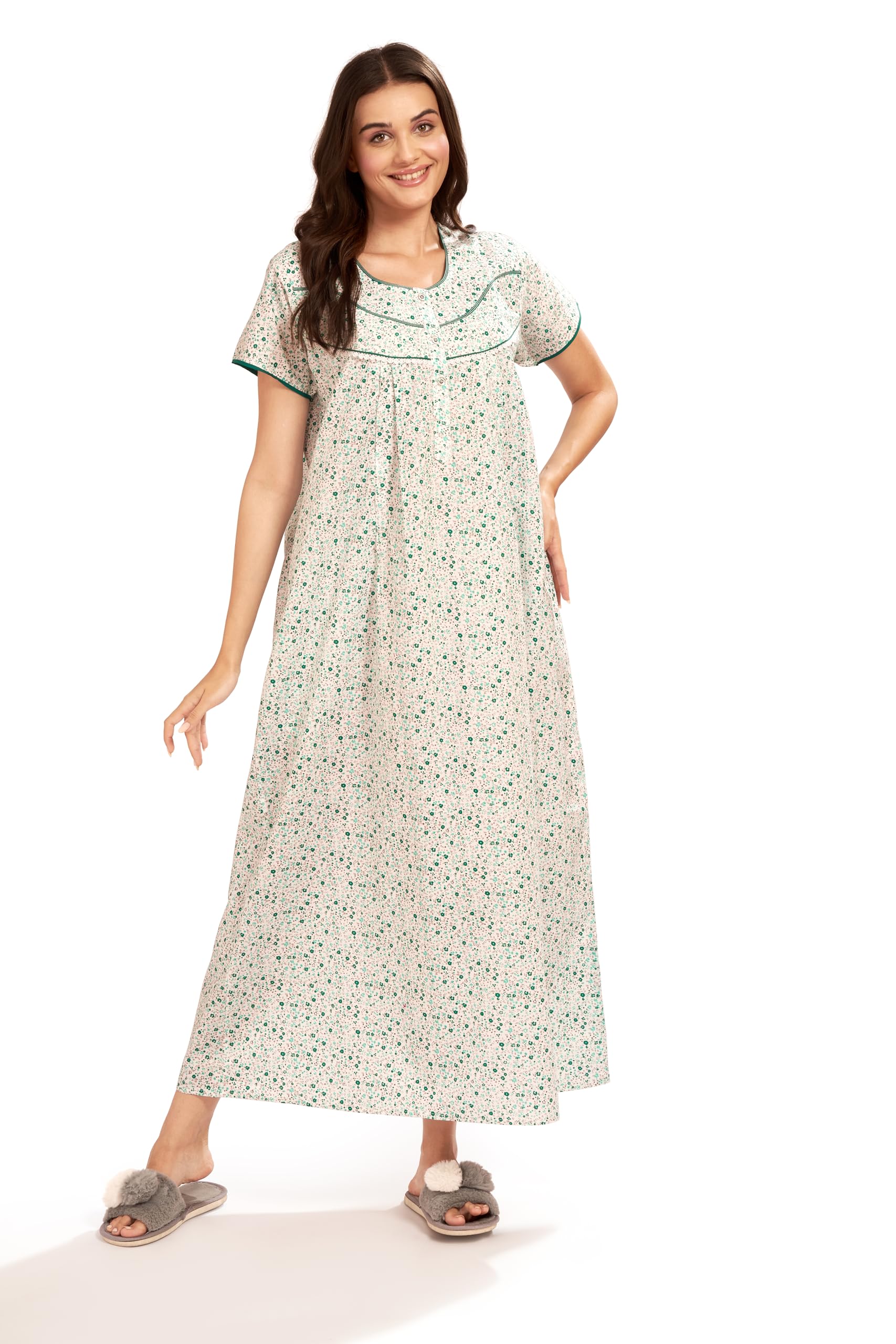 av2 Women's Cotton Floral Maxi Nighty-picture-15