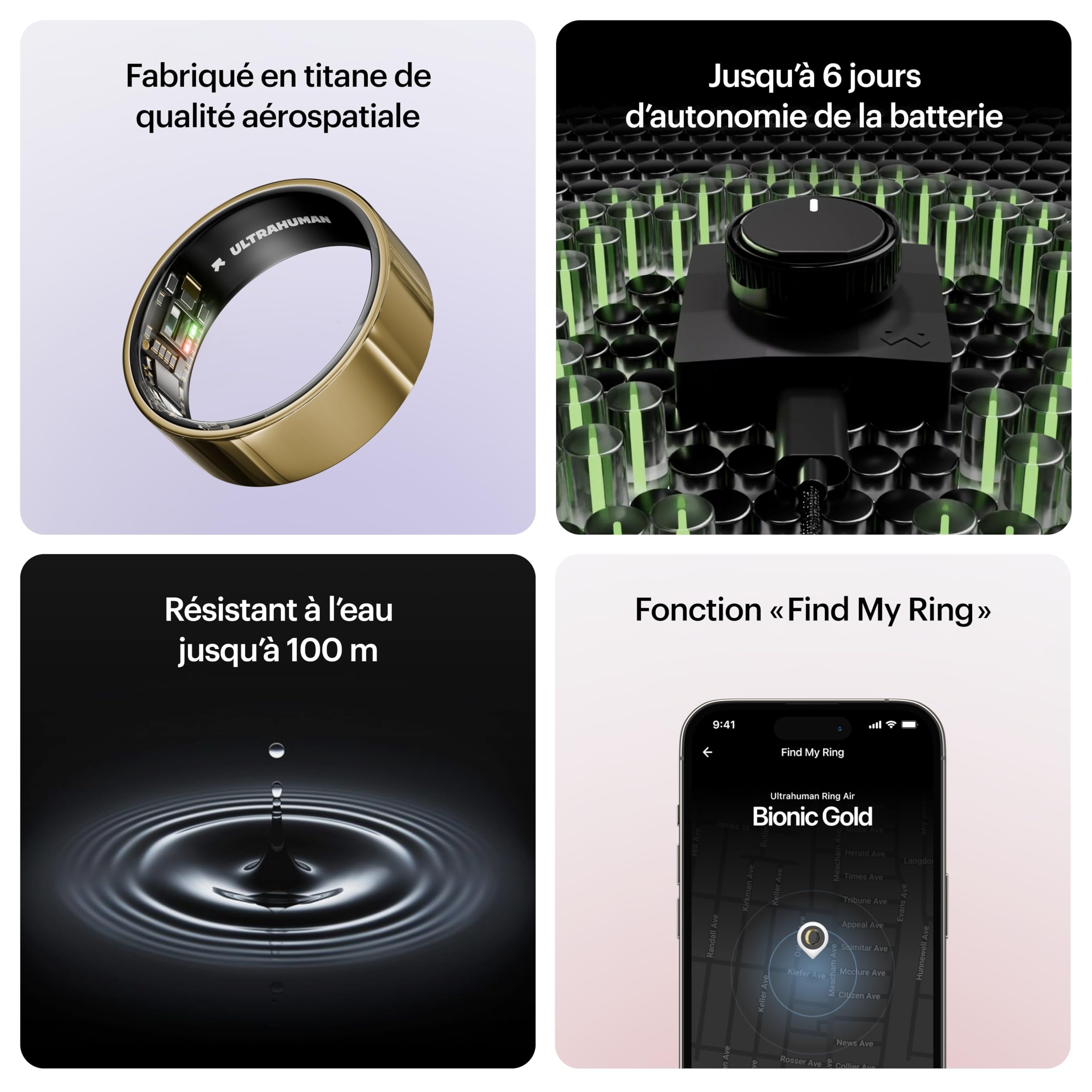 ULTRAHUMAN Ring AIR – Bague connectée de Suivi de santé, Choisissez d’Abord Votre Taille grâce au kit de Mesure ; Suivi du Sommeil ; Bague Intelligente pour Hommes et Femmes (Or Bionique, 6)