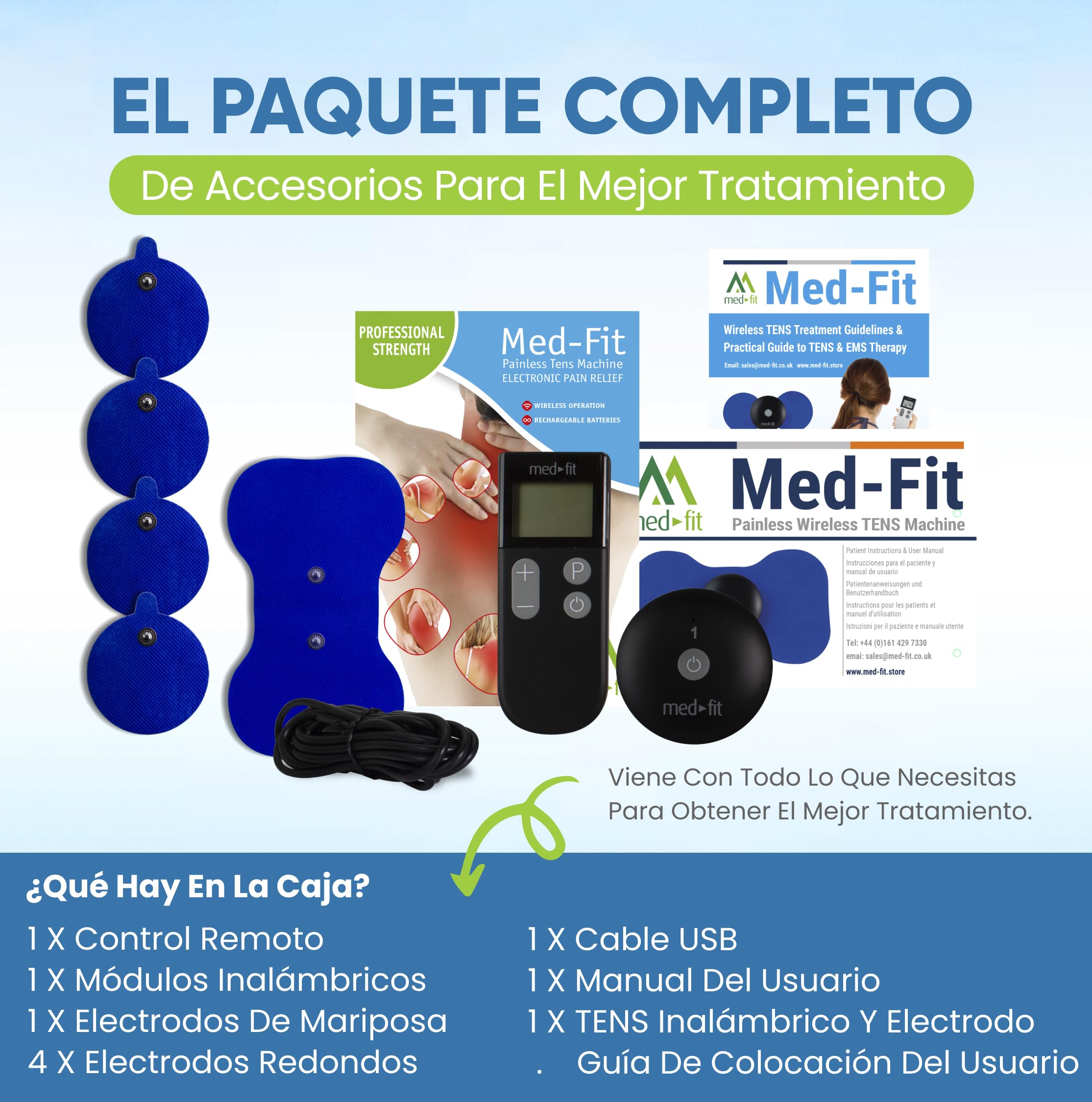 Med-Fit Sin dolor Recargable Mini DECENAS & EMS Mini-Wireless Digital decenas & Estimulador Del Músculo Requiere No Baterías O conductores profesionales Fuerza