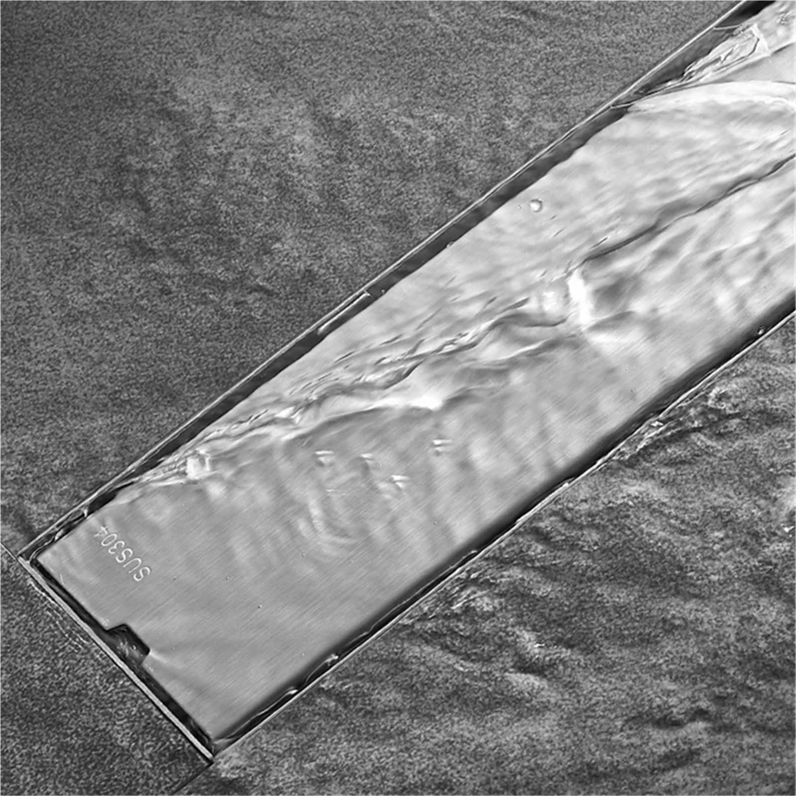 Rejilla Desague Ducha Desagüe de Suelo Invisible Rectangular Acero Inoxidable 304, desagüe Ducha baño antiolor, Cubierta Drenaje Largo Cepillado 20-50(DL9C6.8-40CM)