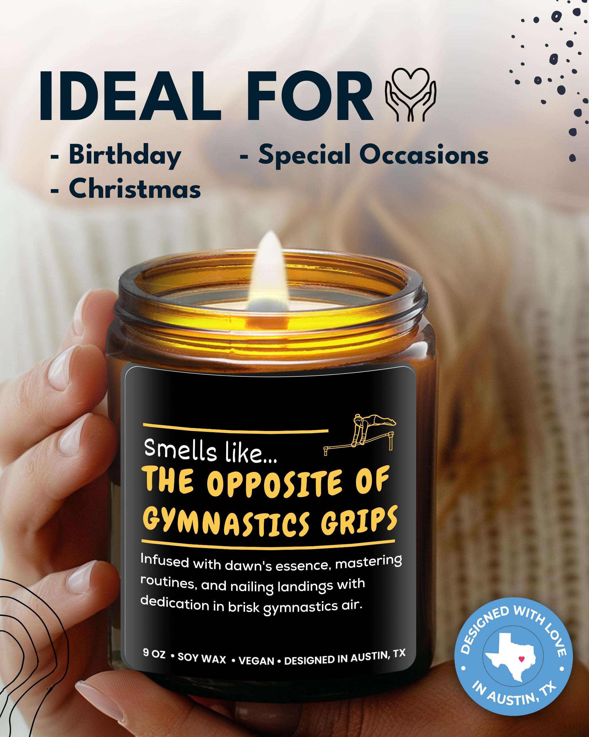 Funny Gymnastics Candle, Gymnastics Gifts for Girls Teenager, Cool Sports Themed Gift Ideas for Players, Coach, Youth, Teens, Teams, Athletes, Moms, Christmas, Birthday, Special Occasions, Gift-Ready