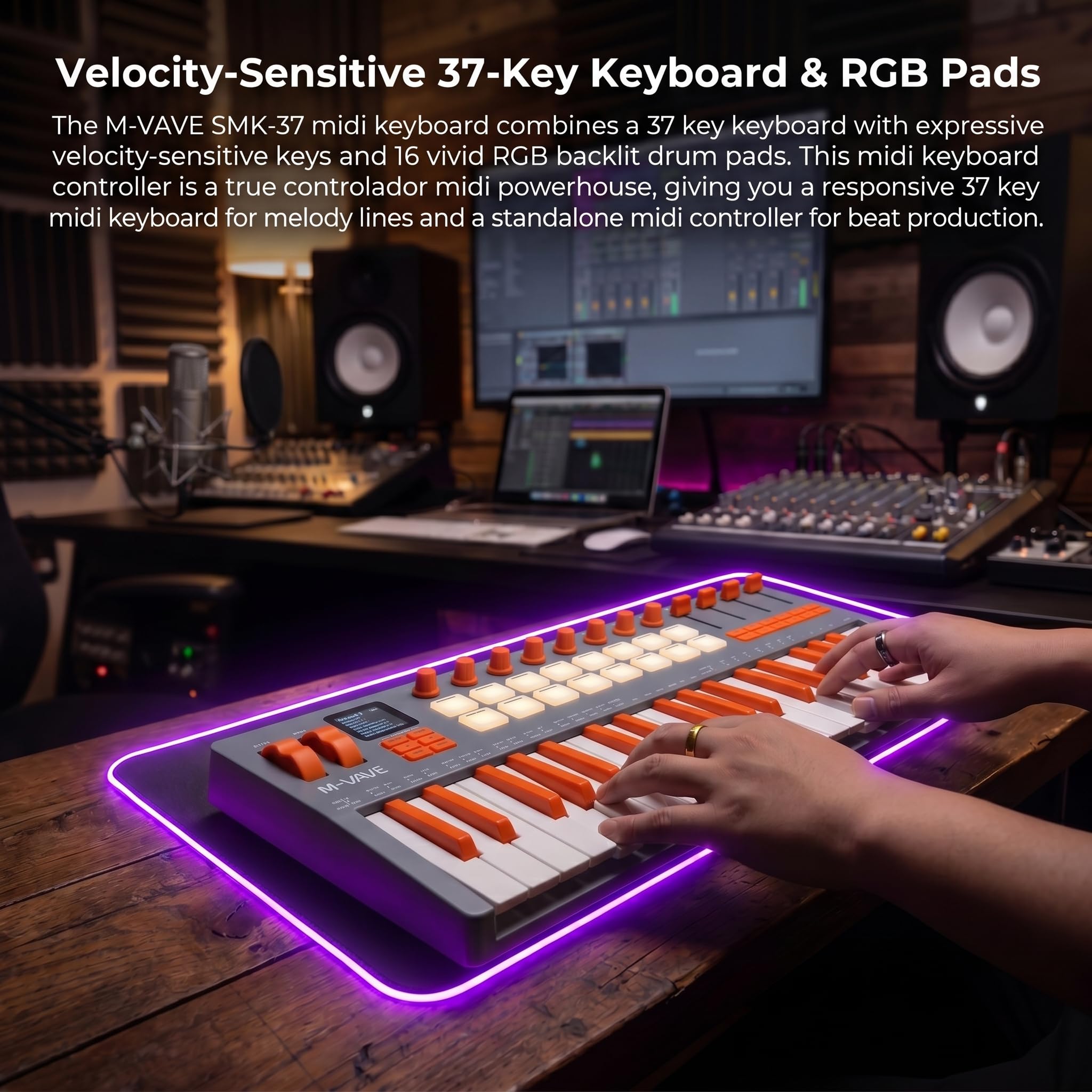 Amazon.com: M-VAVE SMK-37-Elite MIDI Keyboard Controller, 37 Key