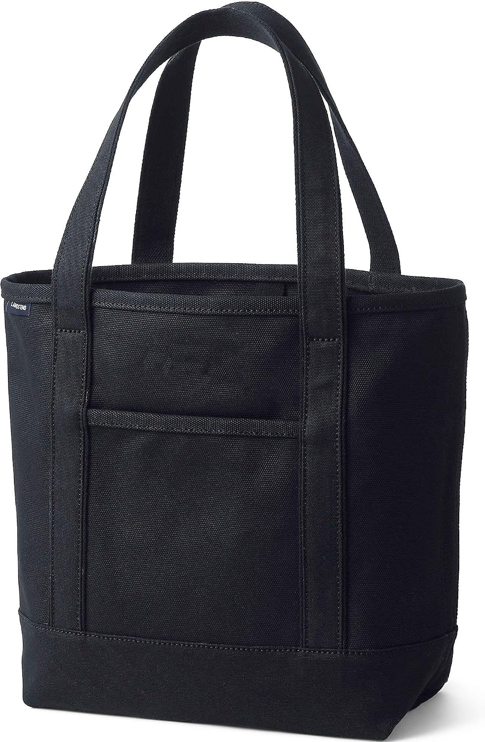 Lands' End Solid Open Top Canvas Tote Black/black Medium Regular Handle