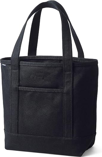 Lands End Solid Open Top Canvas Tote Black/black Medium Regular Handle