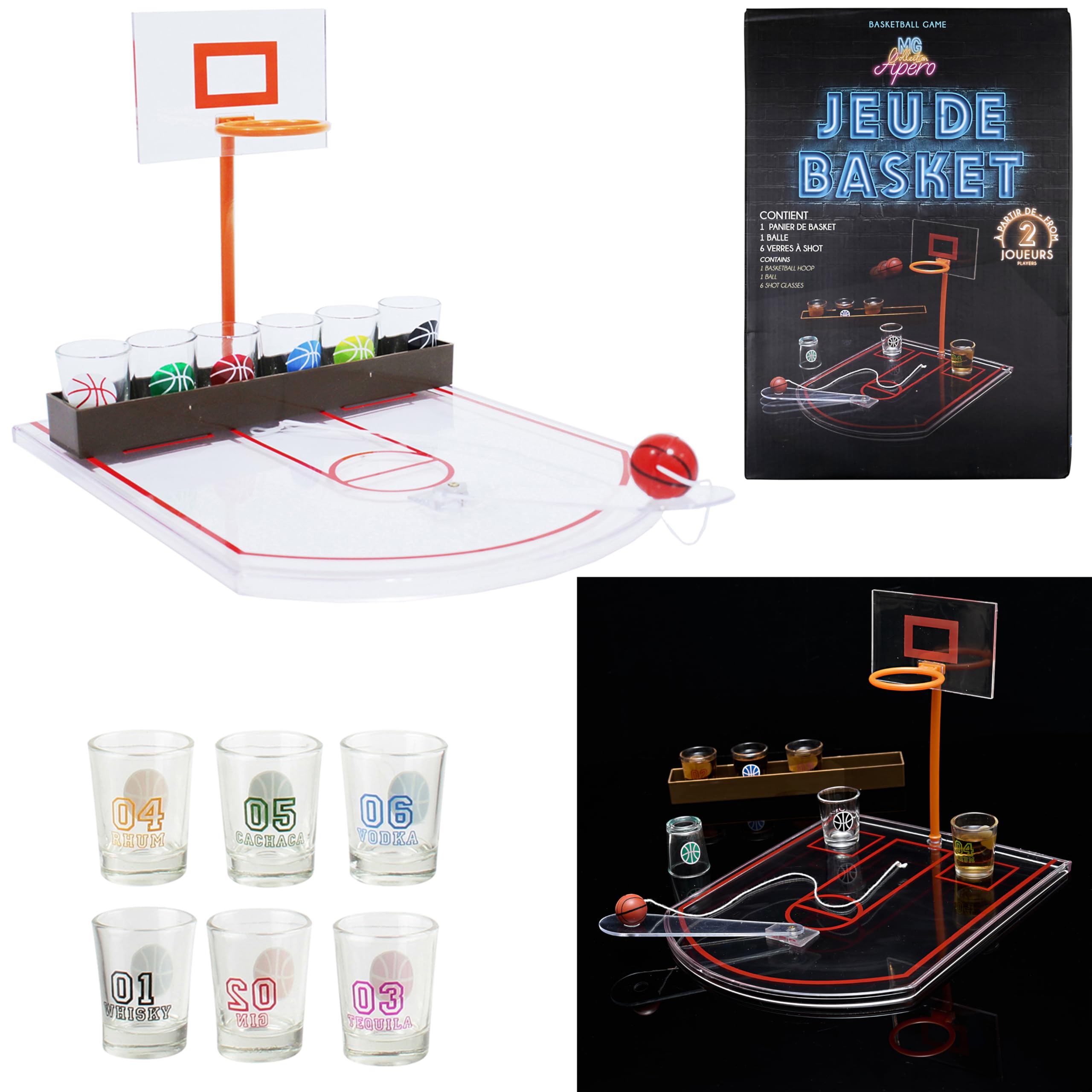 Mister Gadget mg3039 gioco a bere BASKET PP/vetro bianco, 24 x 31 x 22.5 cm