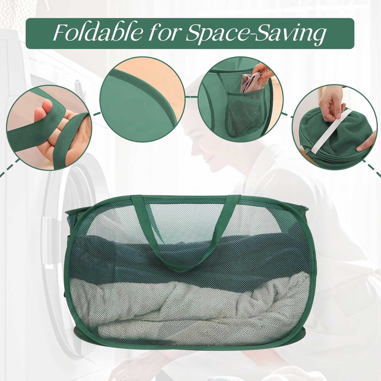 Pop-up Laundry Hamper, Mesh Laundry Hamper, Collapsible Pop-up Mesh Hamper, Travel Hamper, Multi-colour Available