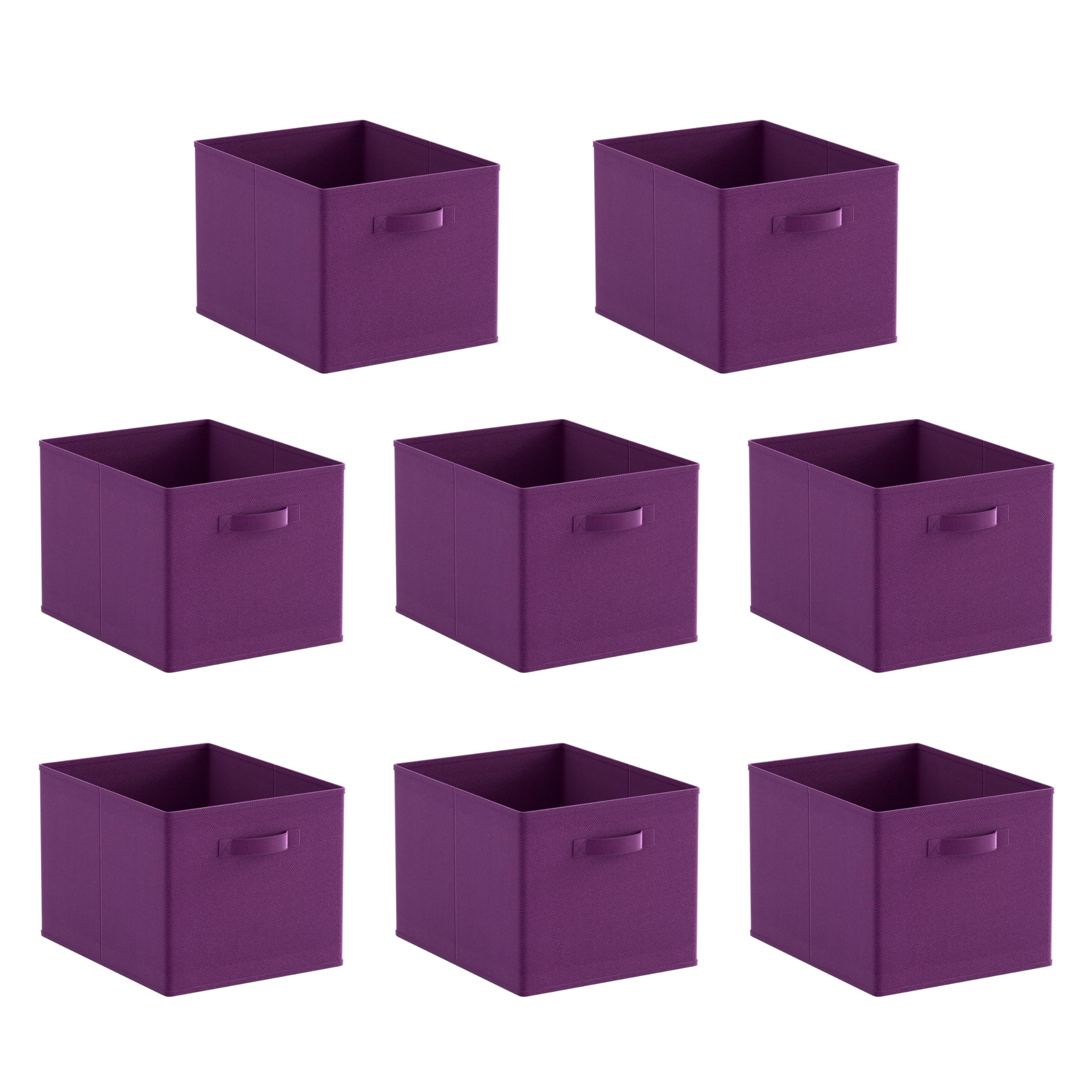 BonChoice Foldable Storage Cubes Boxes Pack of 8 with Handle for Home Organization, Fabric Wardrobe Storage Box Organizer Basket Bins for Clothes Toys Towels, Collapsible&Durable Purple
