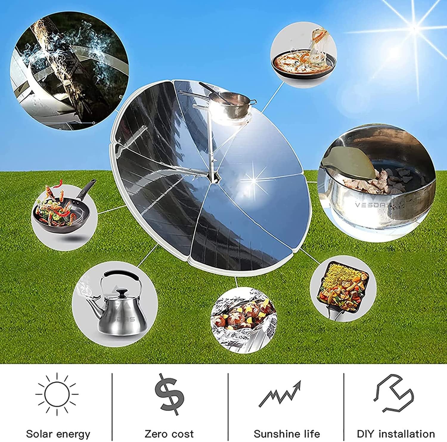 YILEFU Tragbarer Solarkocher,1800W Camping-Solarofen