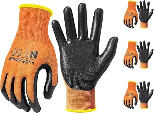 Miniatura 26 de Guantes de trabajo de seguridad - Guante protector para hombres y mujeres - Protección de mano ultradelgada - Para construcción, jardinería, Negro