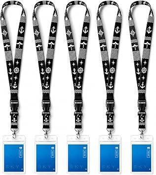Avorast 5 Pack Cruise Lanyards for Ship Cards, Cruise Essentials 2026 for Carnival, Royal Caribbean, NCL, Lanyards for ID Badges with Detachable Buckle & Waterproof ID Badge Holders Black