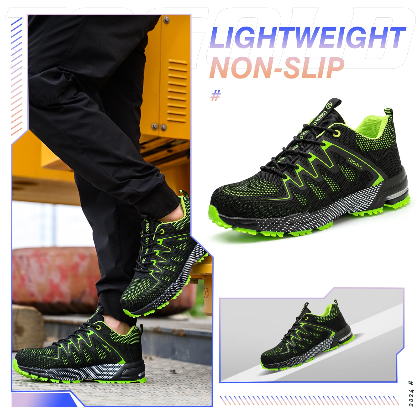 TQGOLD Scarpe Antinfortunistiche Uomo Donna Scarpe da Ginnastica Leggere Antiperforazione Punta in Acciaio Comode Scarpe Sicurezza