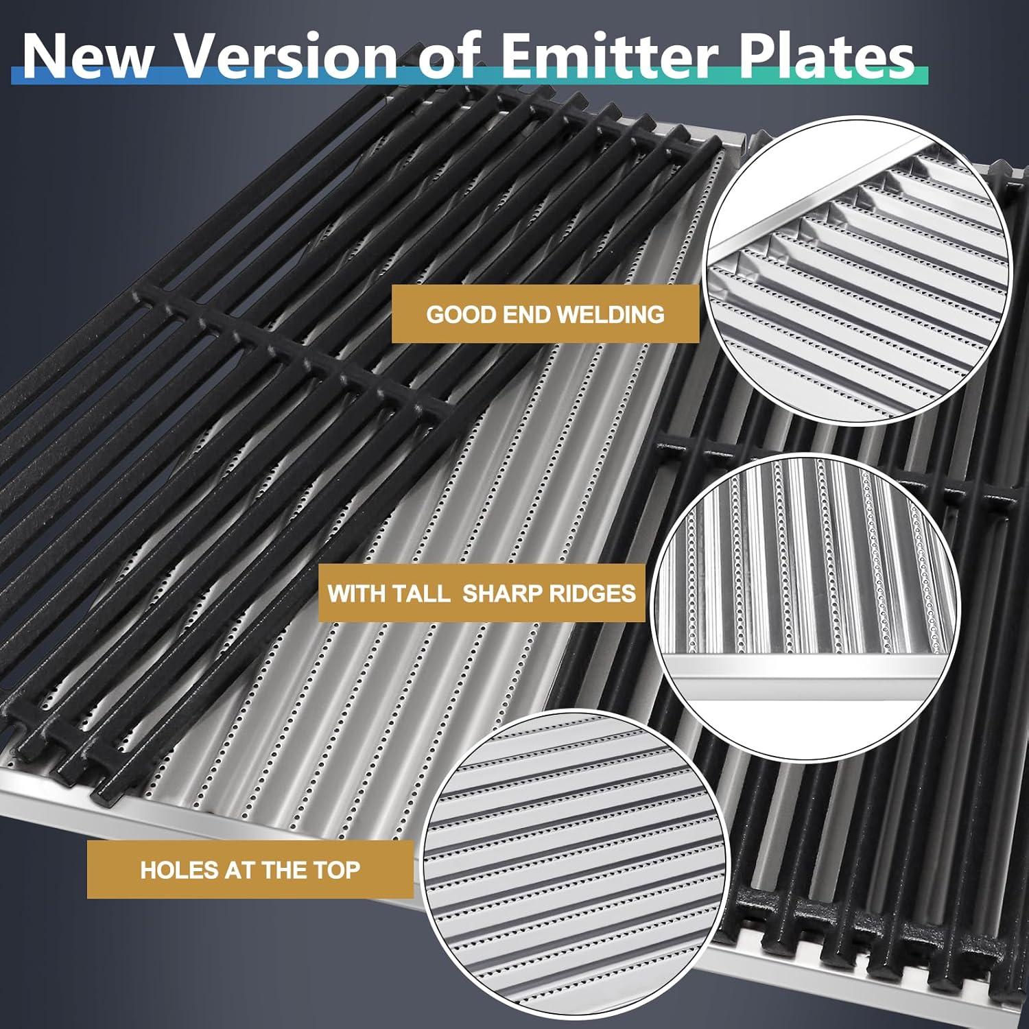 Hiorucet Emitter Plates Grill Parts for Charbroil Commercial 463241413, 463241414, Cooking Grates, Heat Shield, Burner, Ignitor for Charbroil Commercial Tru Infrared Grill Replacement Parts 4 Burner.