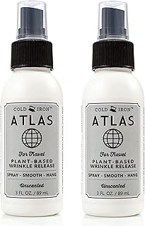 Cold Iron Wrinkle Release Spray for Clothes. Atlas Travel Size 3 fl oz/8...