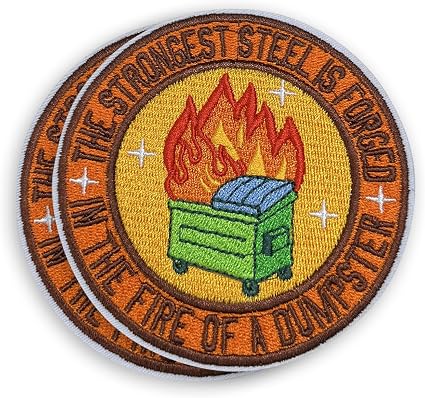 SODAVA 2 Pack Dumpster Fire Patches - Funny Mental Health Embroidered Iron-On Patches For Jackets, Hats - View #2