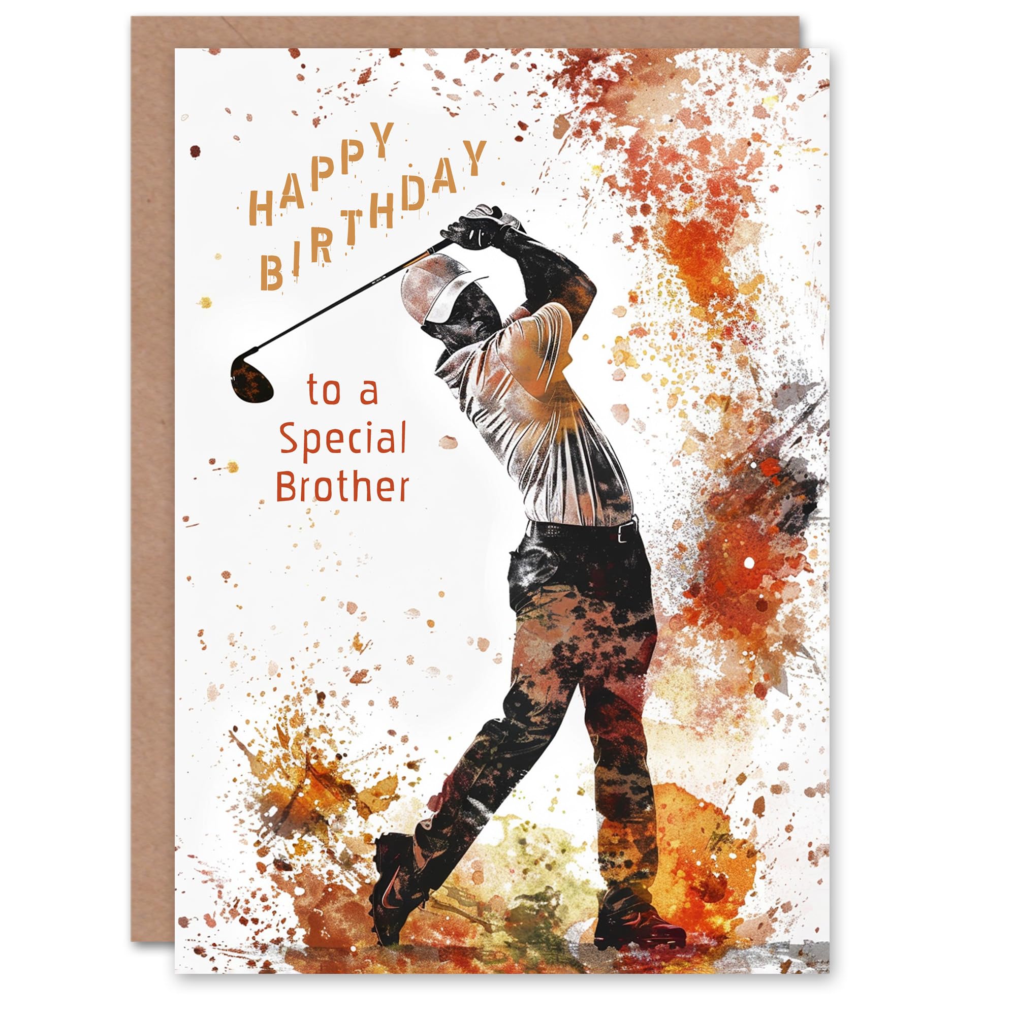 Artery8 Men's Birthday Card - Golf Lover - Orange