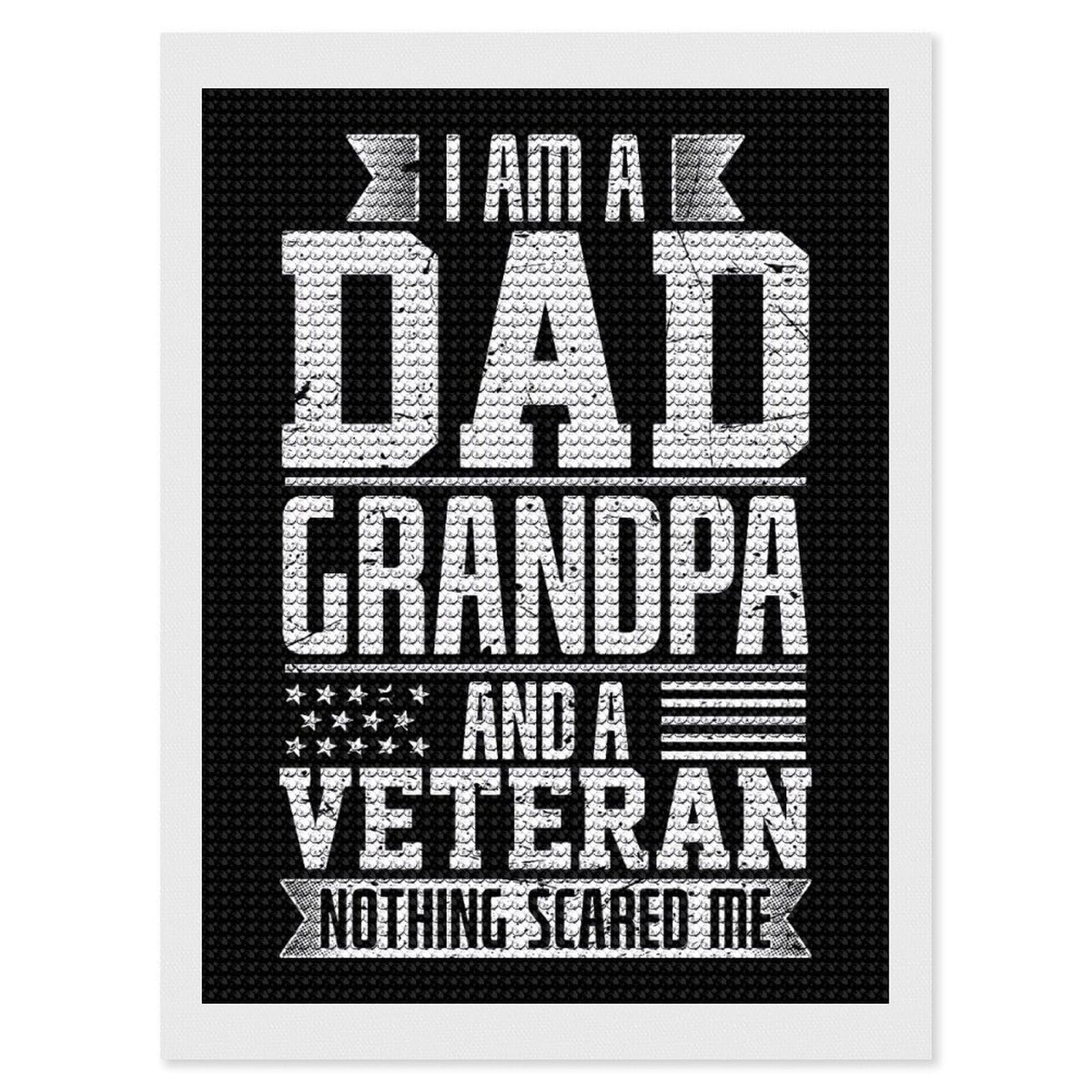 Junmoney Dad Grandpa and Veteran Diamond Painting Canvas Kit 12"x16", Adhesive Canvas, Living Room Decor, Farmhouse Decor, Winter Craft