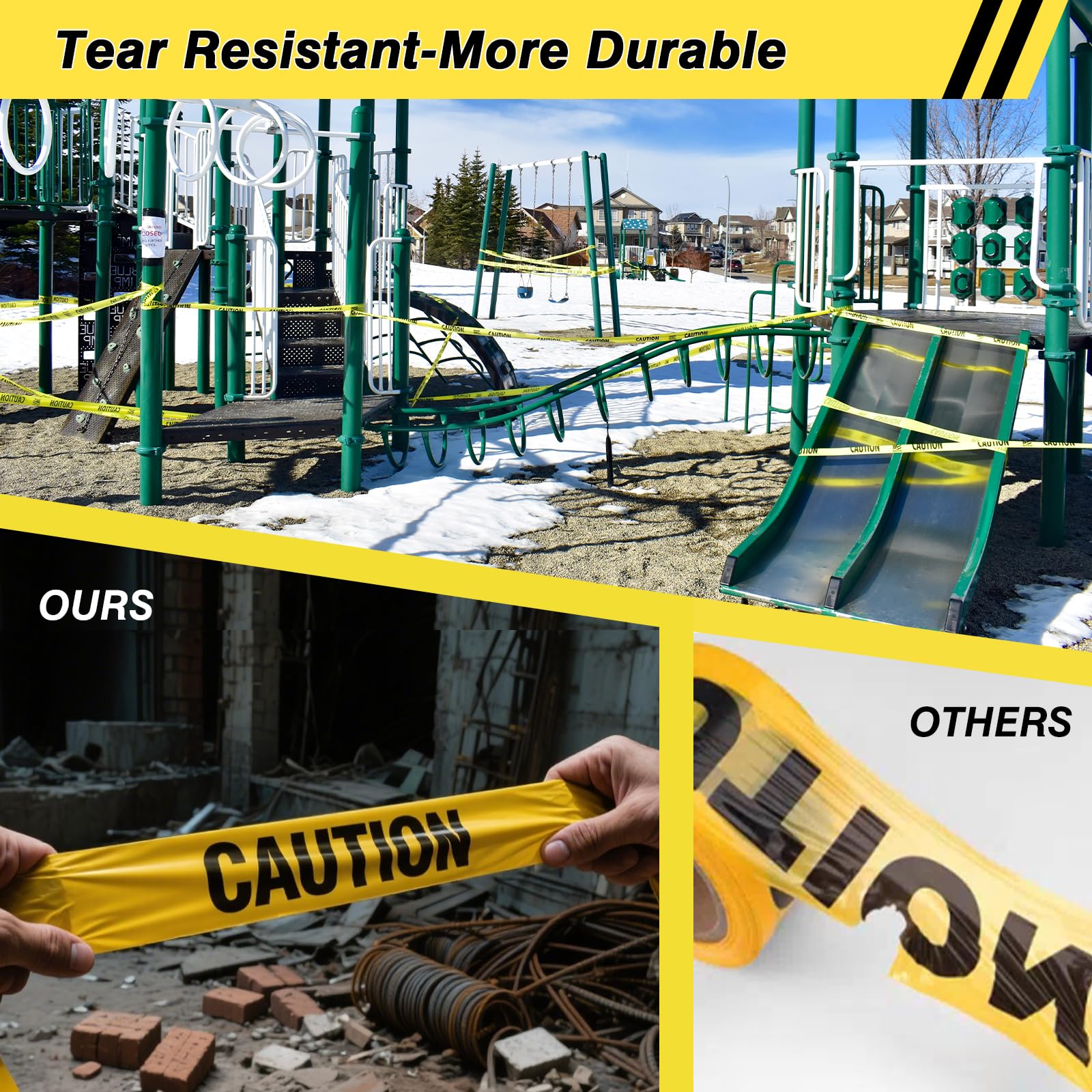 SWRT 12 Rolls Premium Yellow Caution Tape, 3 Inch x 1000FT(Total 12000FT) — Amazon image 6