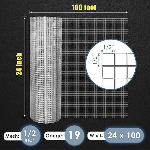 Miniatura 8 de Hardware Cloth - Rollo de malla de alambre galvanizado de 12 pulgada, 36 pulgadas x 50 pies, calibre 19, rollo de valla de alambre de conejo,