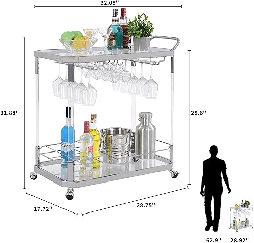 Miniatura 2 de FERFALDER Carrito de barra de acrílico para el hogar