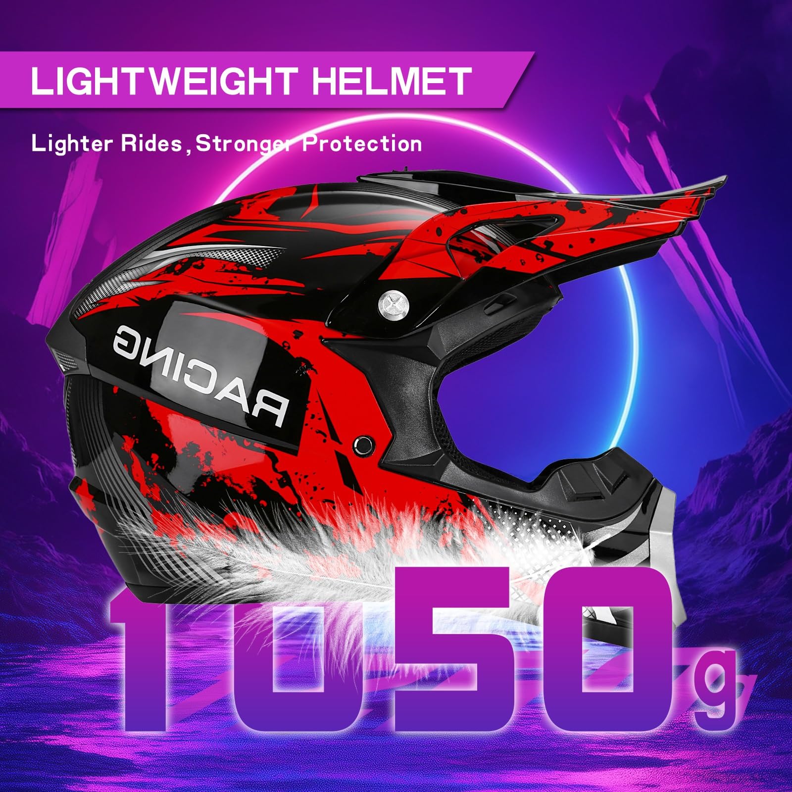 Cascos De Motocross Niño, Casco De Moto Hombre Mujer, para Niños Y Jóvenes, Integral, para Todoterreno, Calle, Motocross, BMX, MX, UTV, con Guantes, Gafas Y Máscara (Juego De 4 Piezas)