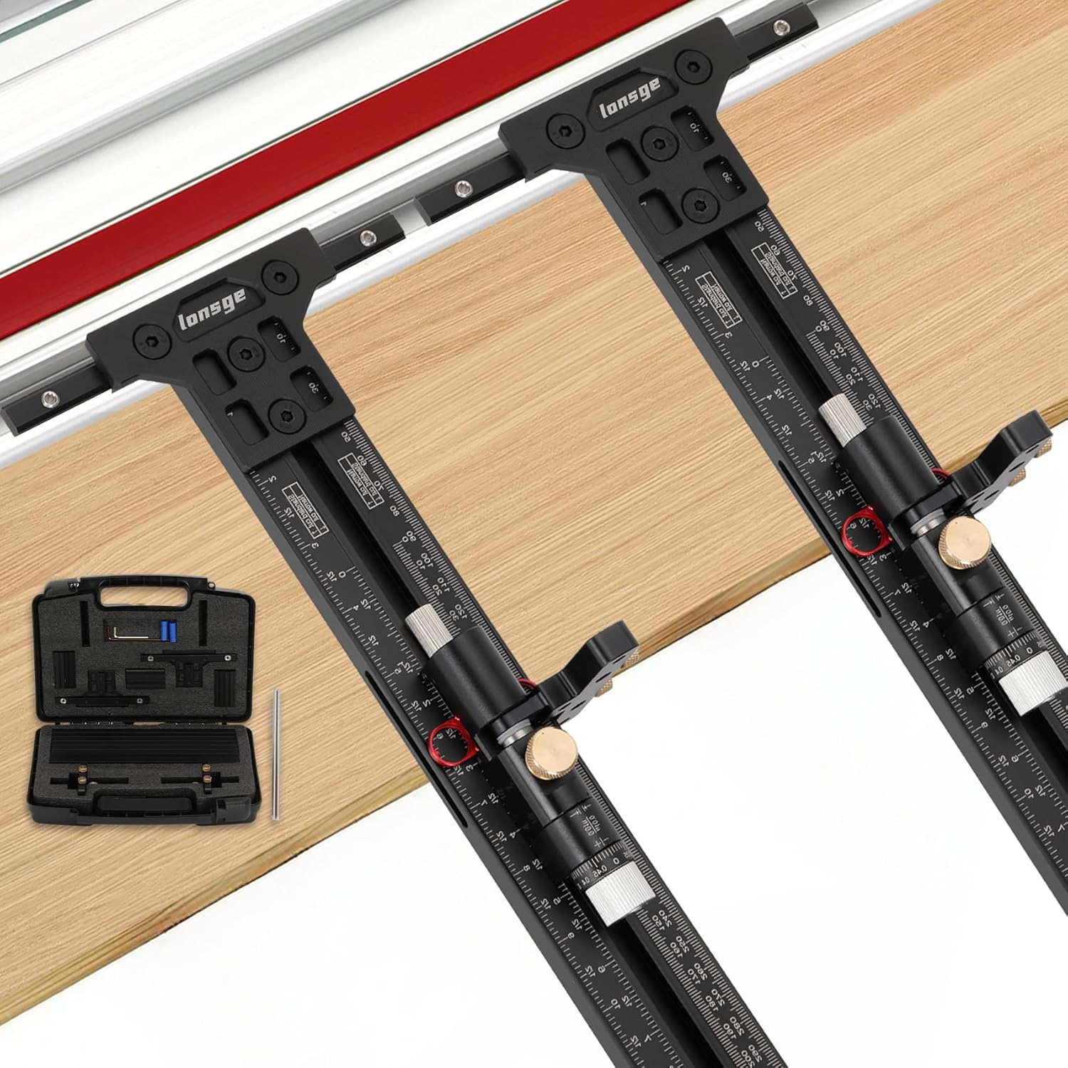 Precision Track Saw Parallel Guide System with Micro Adjustable Flip Stop, Zero Calibration, Repeatable Rip Cuts, 0.001 IN, Compatible with Festool Makita Milwaukee Triton Powertec WEN Guide Rails