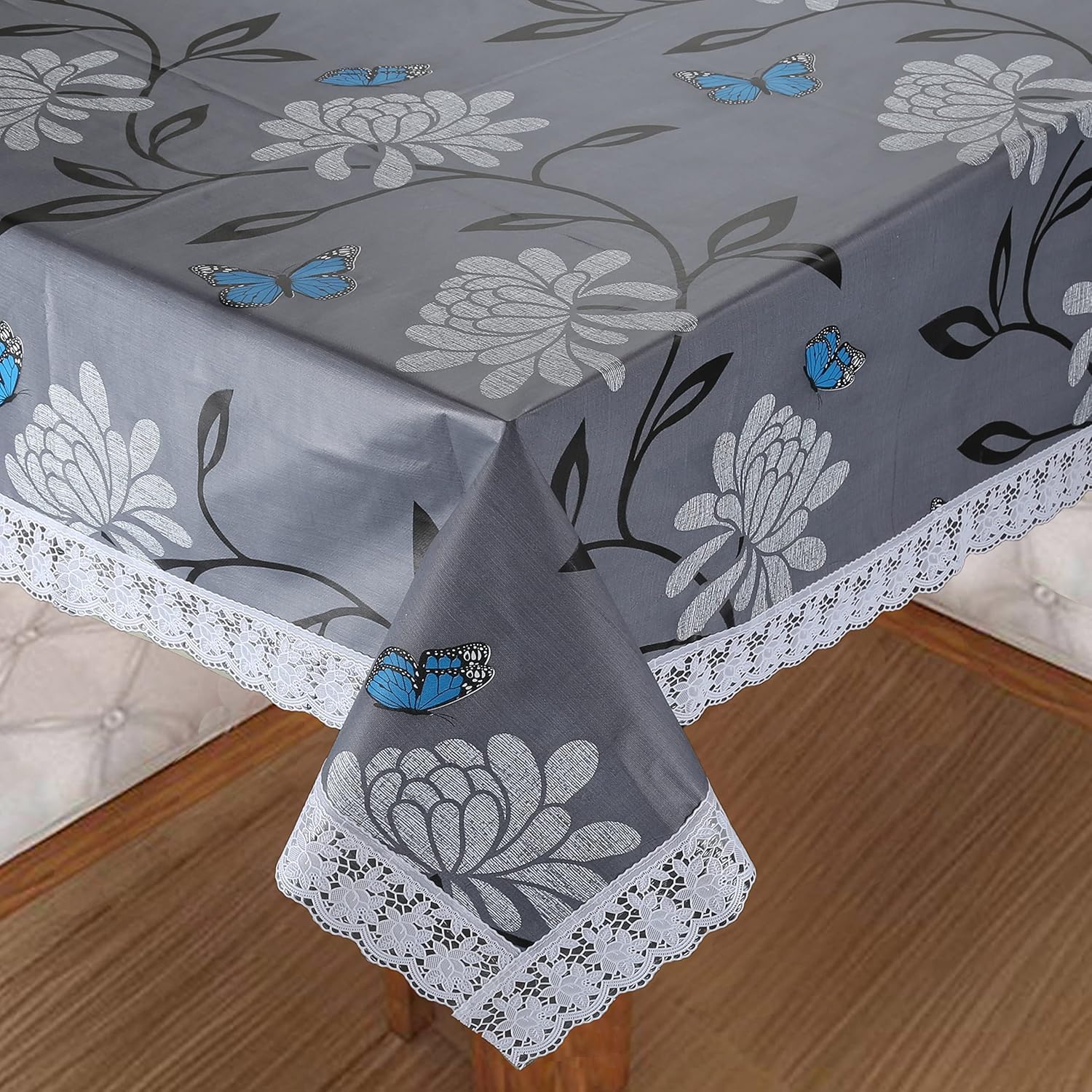 Homerz Premium Center Table Cover Waterproof and Dustproof (Grey Butterfly, 40x60 inch- Center Table)