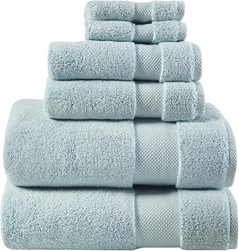 Madison Park Splendor 1000 GSM Cotton Plush Bath Towel Set, 6 Piece, Blue