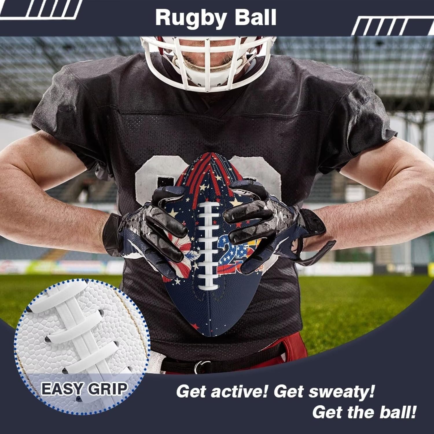 Custom Rugby Ball Personalized UV Printed PU Leather Training Ball with Various Designs for Team Coach Gift Logo Photo Text Durable Waterproof Grip Practice Souvenir Award Display