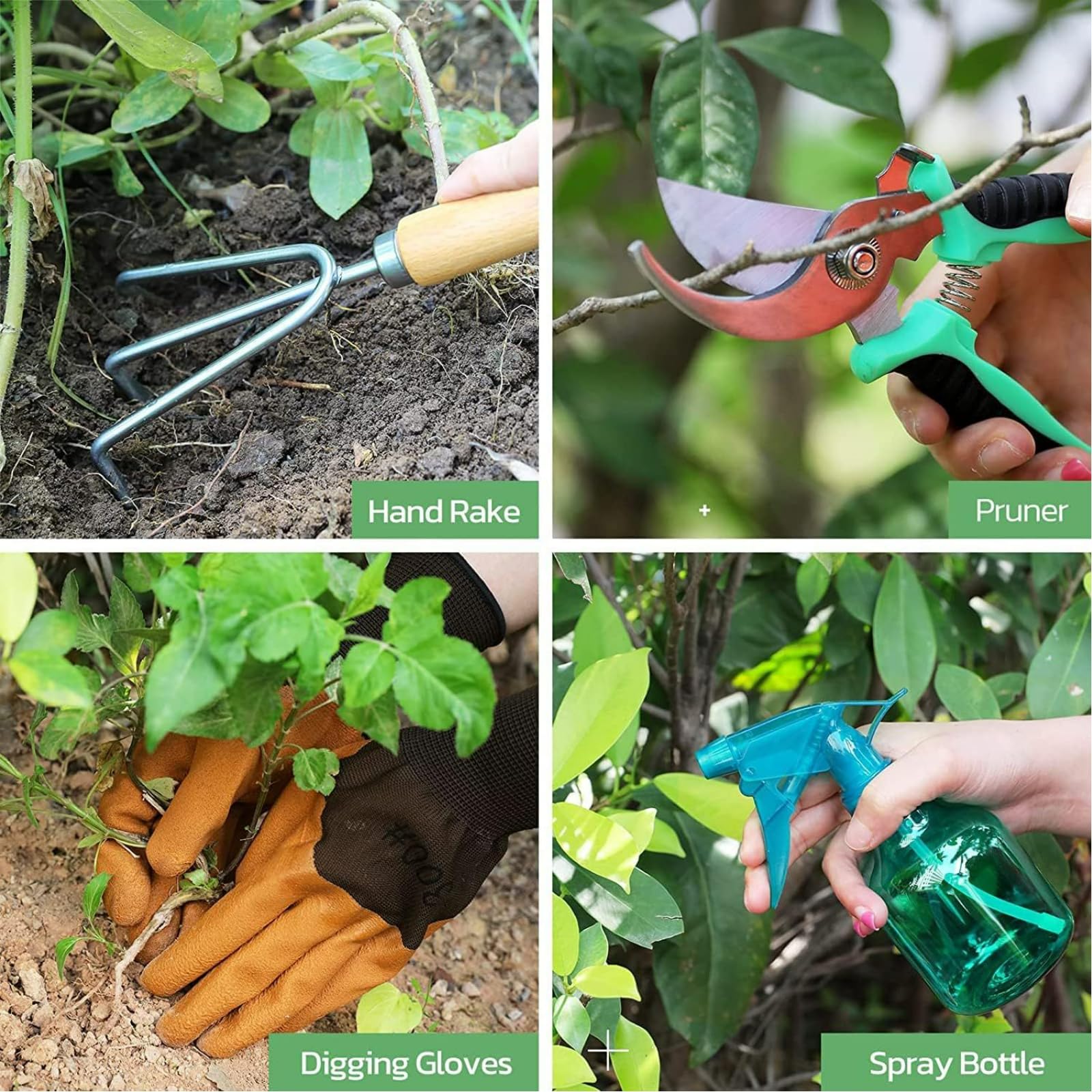 Kit de regalo de herramientas de mano de jardinería, regalos de jardinería para mujeres y hombres, 9 piezas de herramientas de jardín resistentes, bolsa de herramientas de jardín para mujeres y