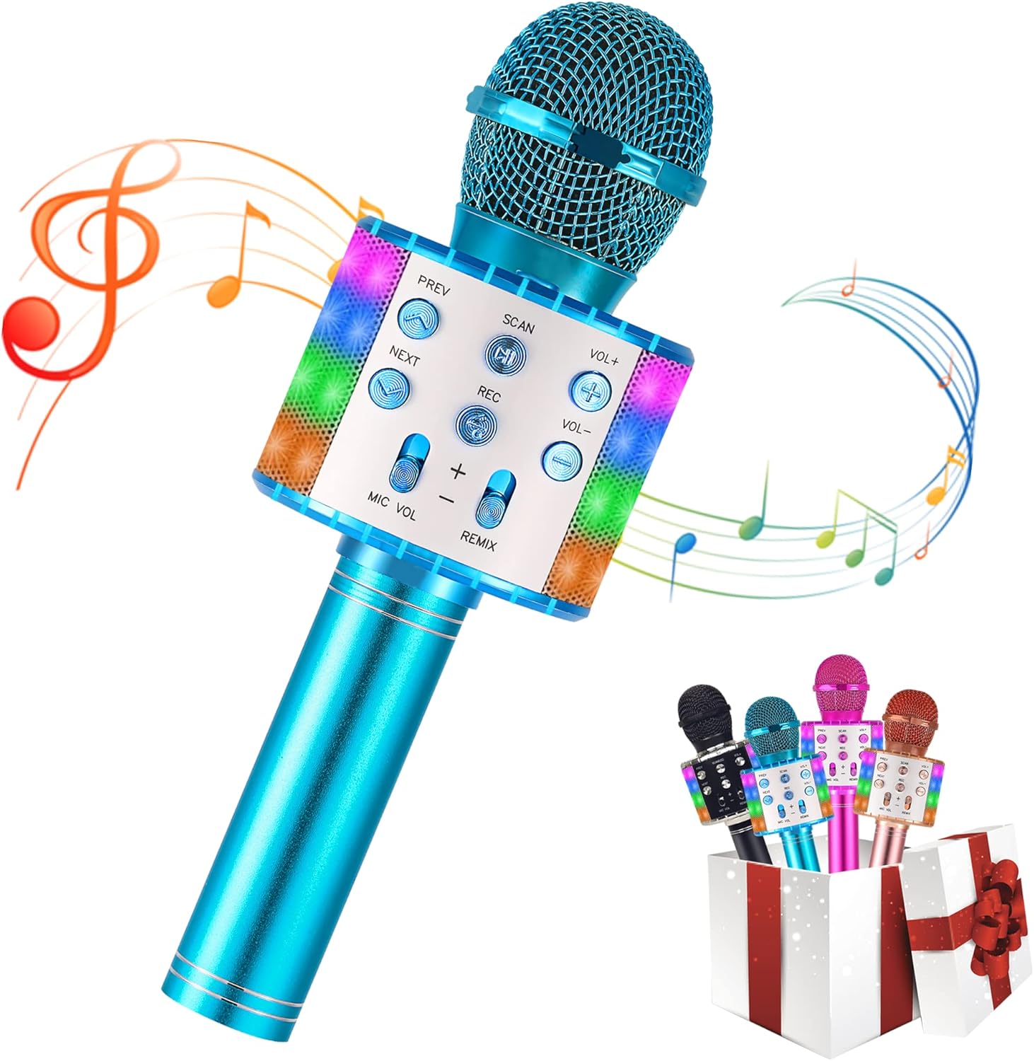 Tofune Karaoke Microphone for Kids, Wireless Bluetooth Handheld Portable Singing