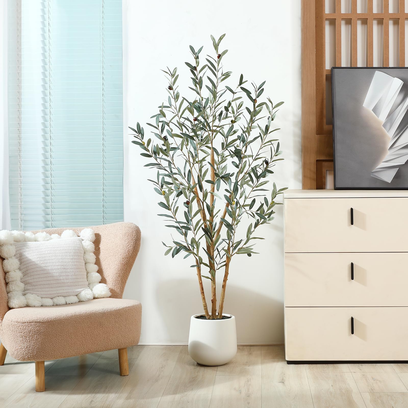 SOGUYI Kunstplant 38 cm, groen, kunstplant voor binnen en