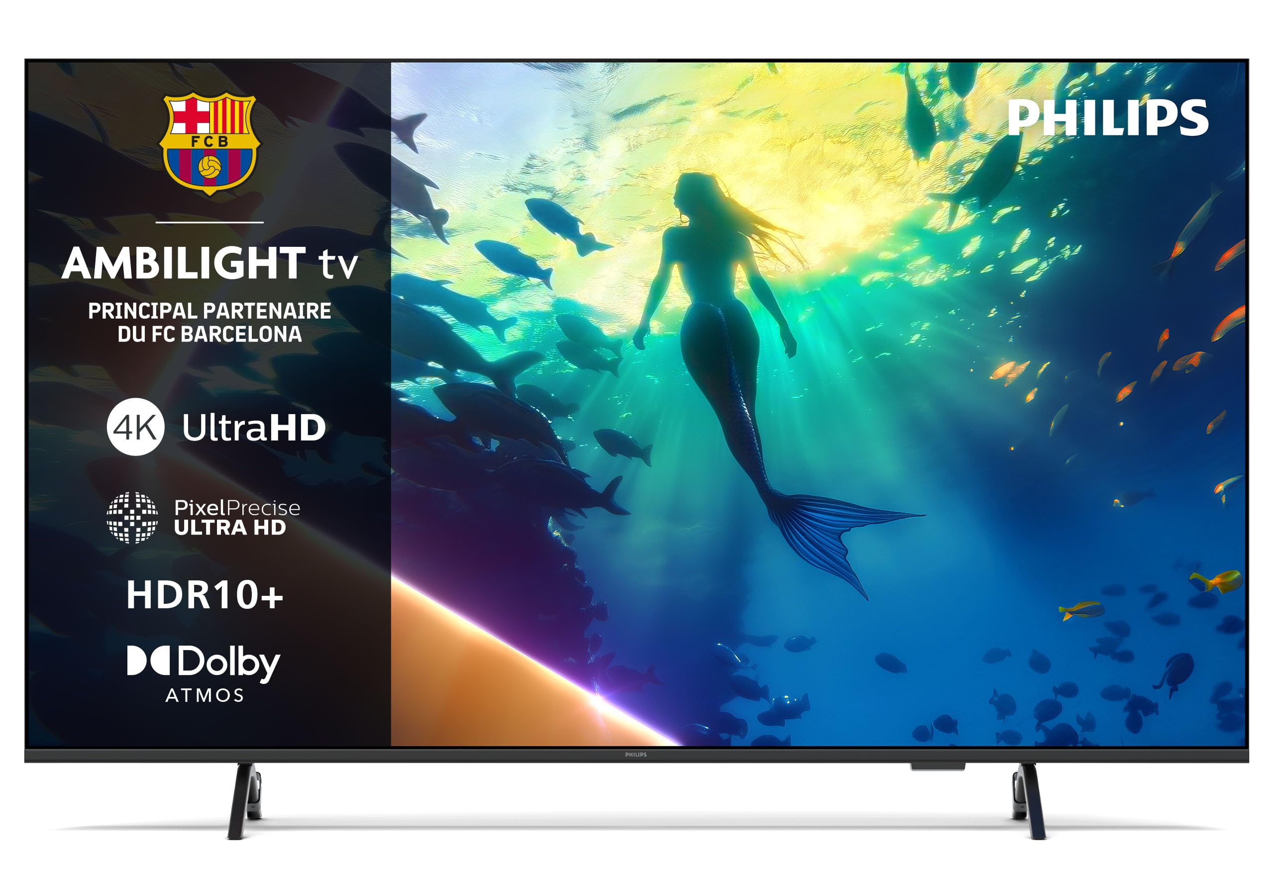 Philips Ambilight 55PUS8000 4K LED Smart TV - Écran 50 Pouces avec Plateforme Pixel Precise Ultra HD, Titan OS et Son Dolby Atmos, Compatible Alexa et Assistant Vocal Google