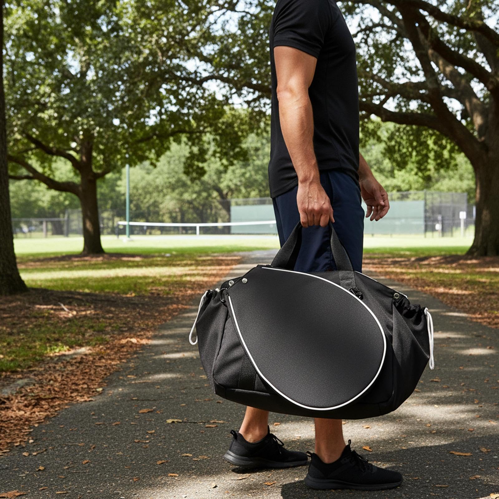 LOVIVER Borsa Badminton Portatile con Spazio per Abbigliamento Tasca Protettiva per Racchetta Ampio Scomparto Centrale Materiale Poliestere Durevole Adatta a