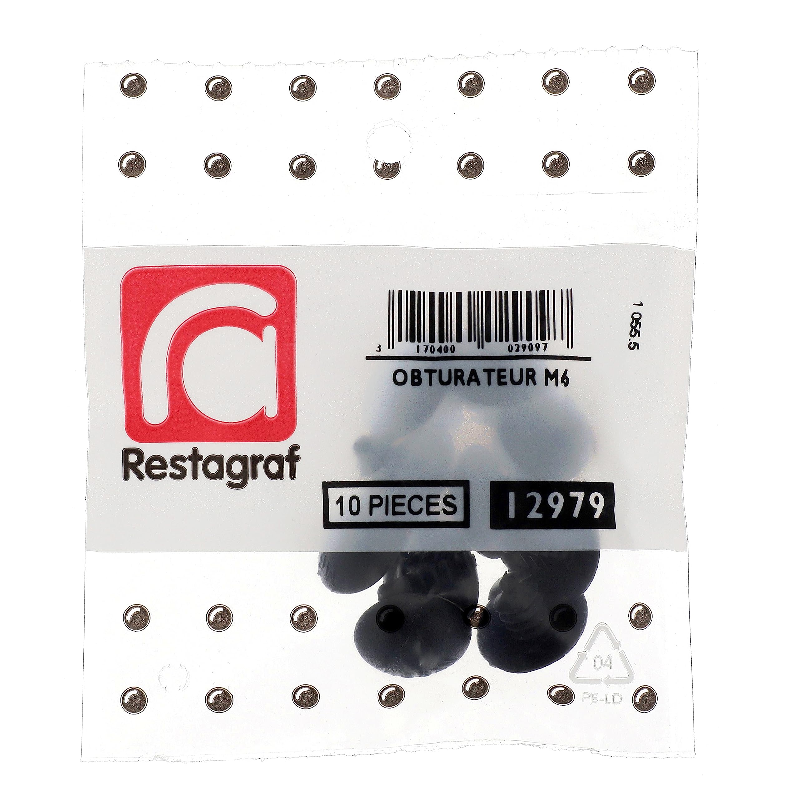 Clip-On Shutter for Installation in Tapped Hole M6 Pack of 10, Black, Sachet de 10 pièces - Image 2
