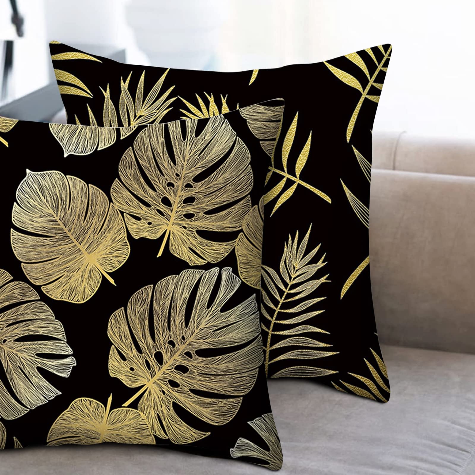 Musihy Kissenhlle, Dekokissen Bezug Schwarz Gold Kokosnussbaum Monstera  Blatt Zierkissenbezge Modern Luxus Cushion Cover Polyester, 40x40CM,  Musihy-ZT2302-005 : Amazon.de: Kche, Haushalt & Wohnen