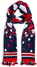LOVARZI Scarf for Women - Heart Print Red White and Blue Scarf for Ladies - Beautiful Red Scarves and Wraps - Christmas Scarf Gift For Women and Girls