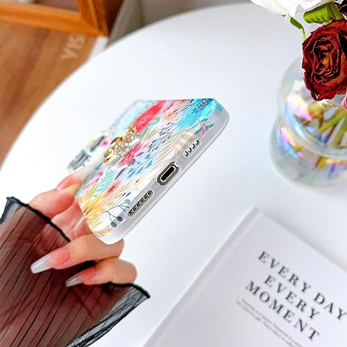 Miniatura 8 de Qokey Funda para iPhone 11 Pro, bonita funda transparente de moda floral para mujeres, niñas y hombres, con soporte de anillo giratorio de 360