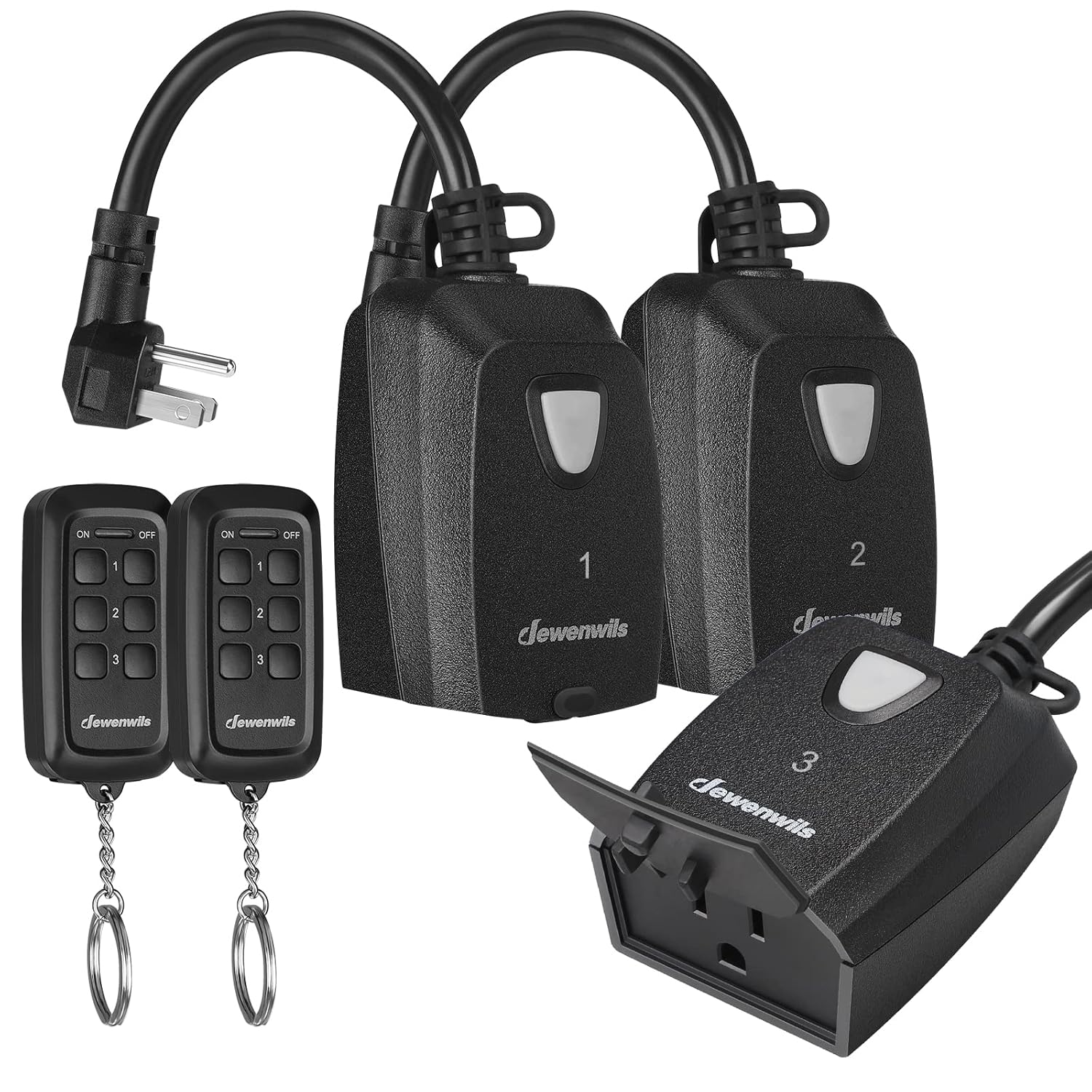 DEWENWILS Outdoor Indoor Wireless Remote Control Outlet with 2 Remotes