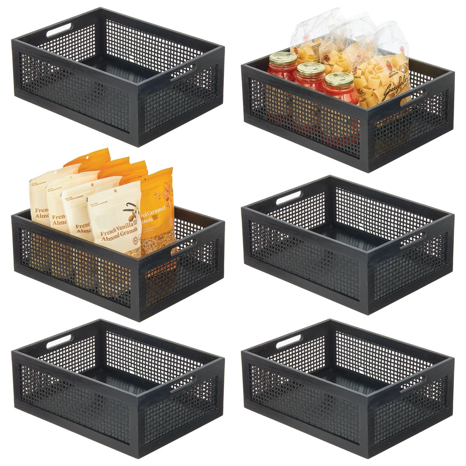 Buy mDesign Large Decorative Wooden Crate Storage Box, Rustic Pine Wood