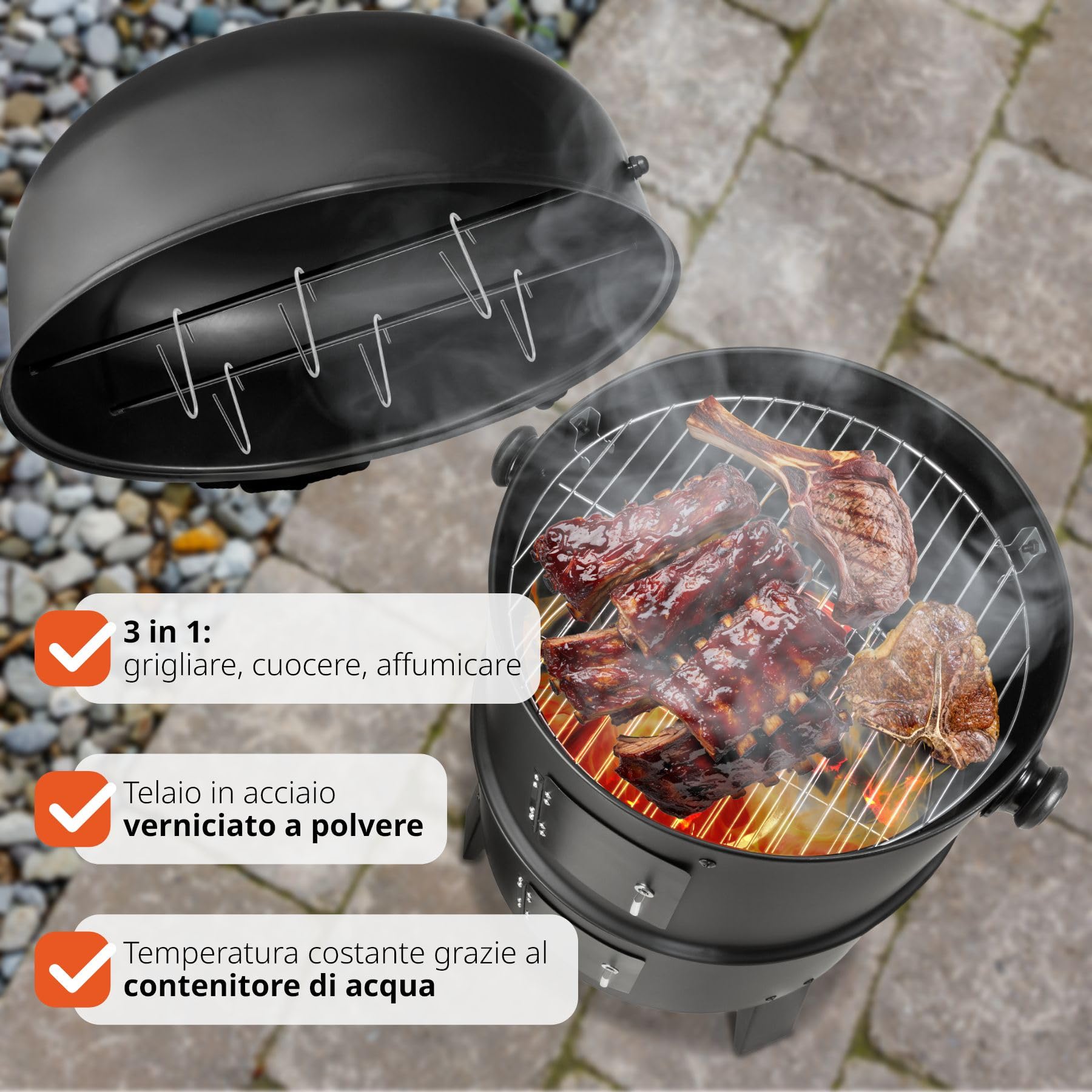 Termometro Per Affumicatore Per Griglia Per Barbecue, Acciaio - Foto 2
