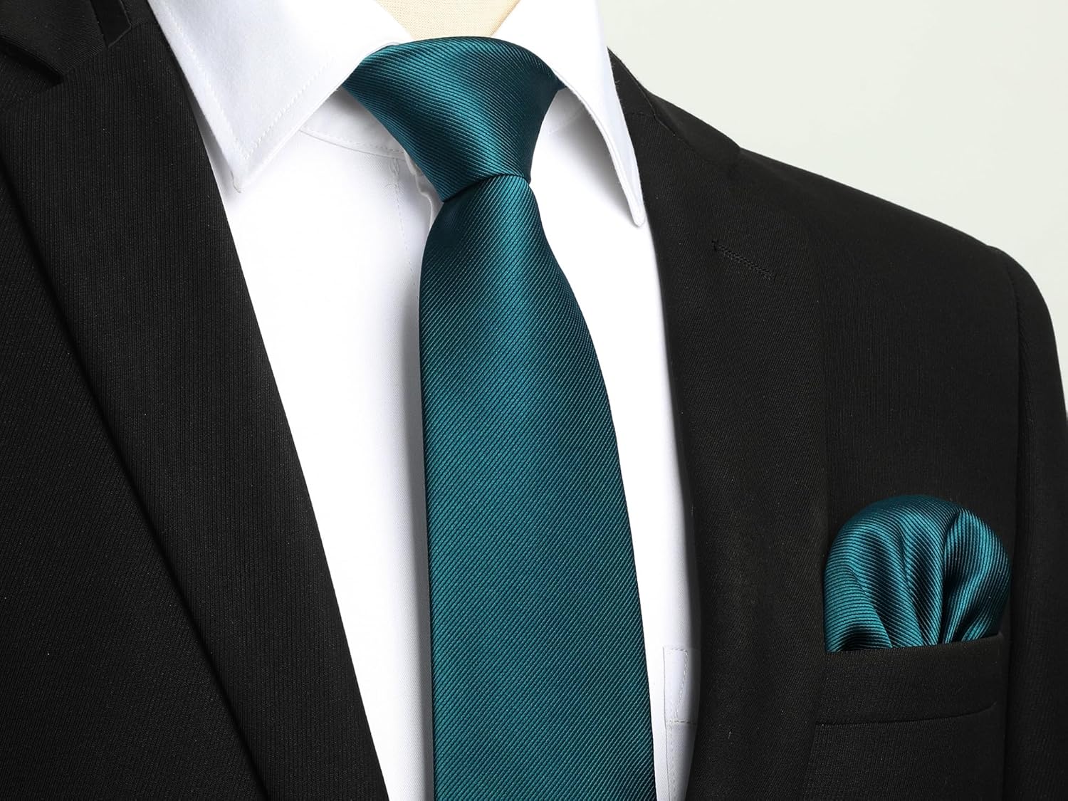 HISDERN Mens Solid Ties Formal Business Woven Tie and Pocket Square Cufflinks Set Classic Silk Satin Necktie Wedding - Image 6