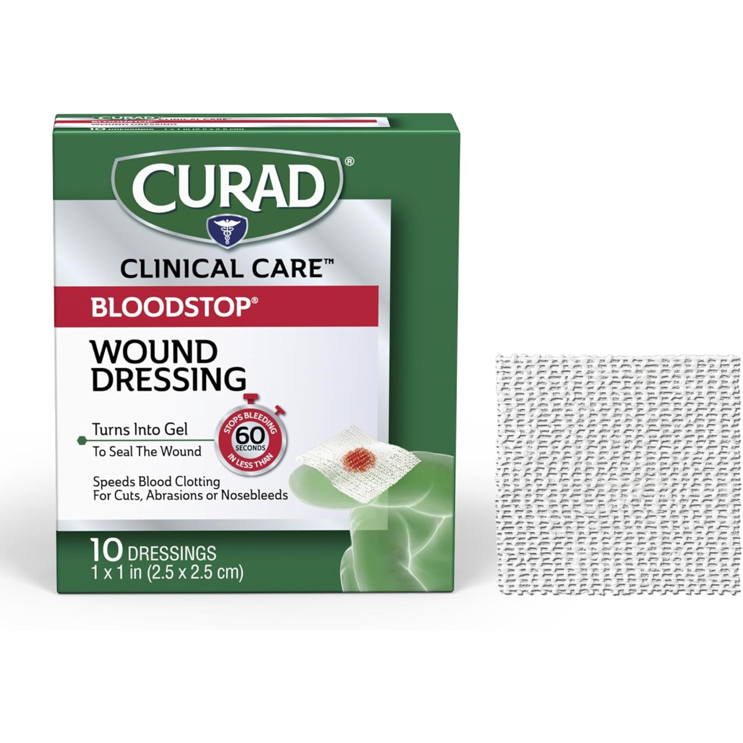 Amazon.com: CURAD BloodStop® Wound Dressing | 1” x 1” | Hemostatic