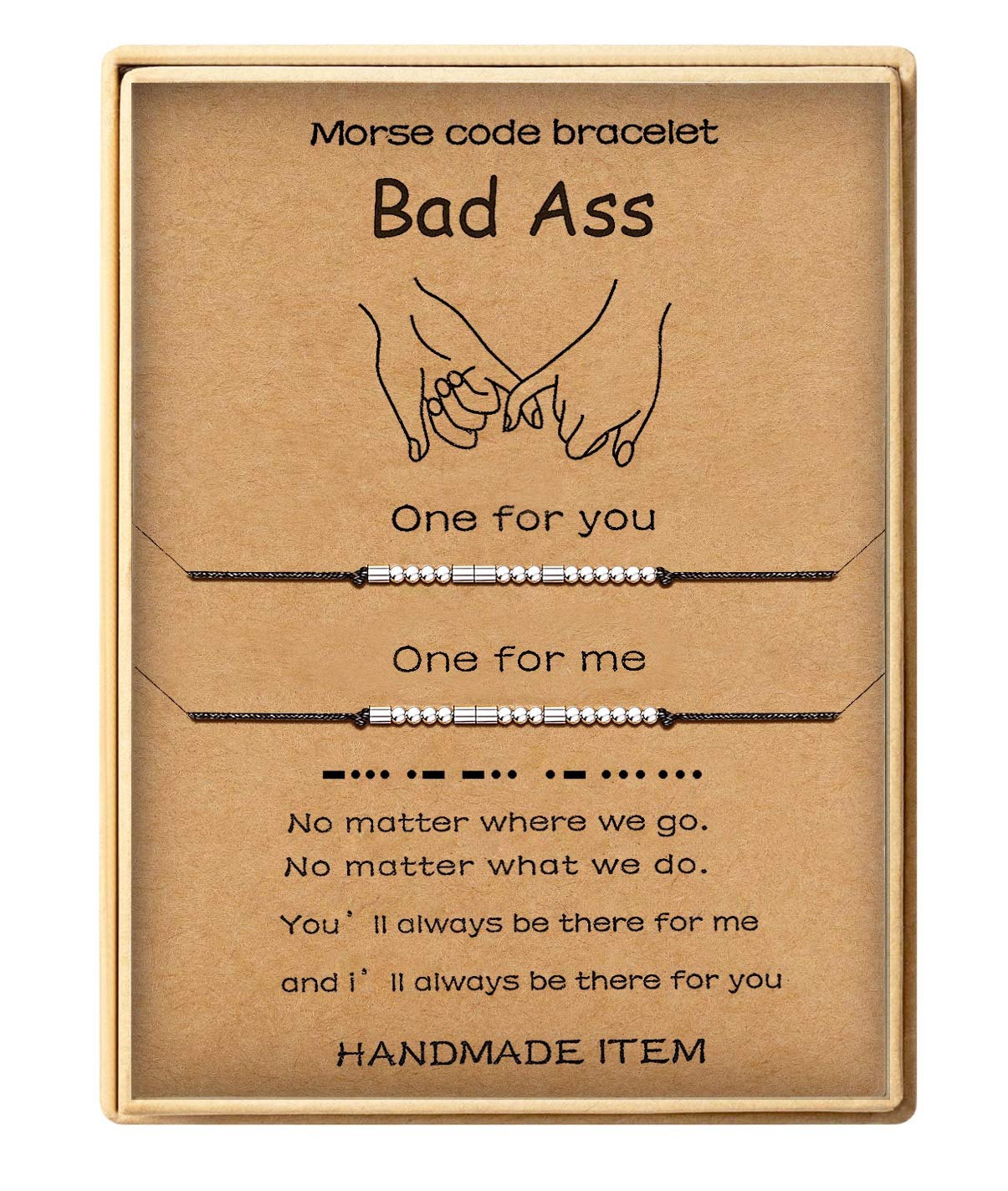 SuniqueMorse Code Bracelet Pinky Pomise Distance Matching Bracelets Handmade Bead Adjustable String Friendship Bracelet for Women 2 Pieces