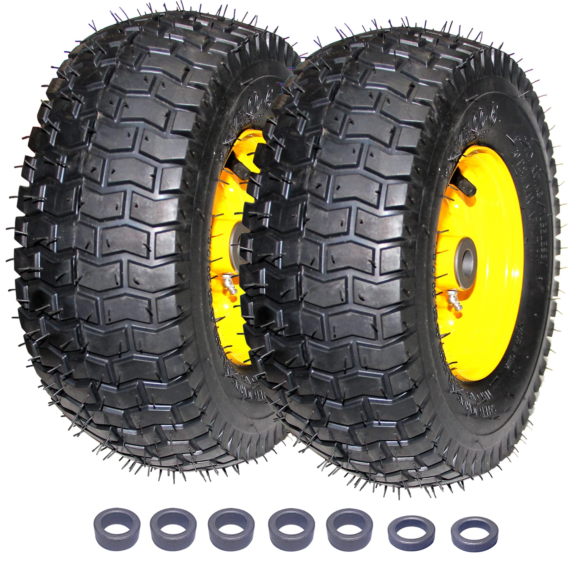 Buy 2 Pack 13x5.006 Mower Tractor Turf Tires, 2PLY Pneumatic Tires with Yellow Rim, 3" Centered