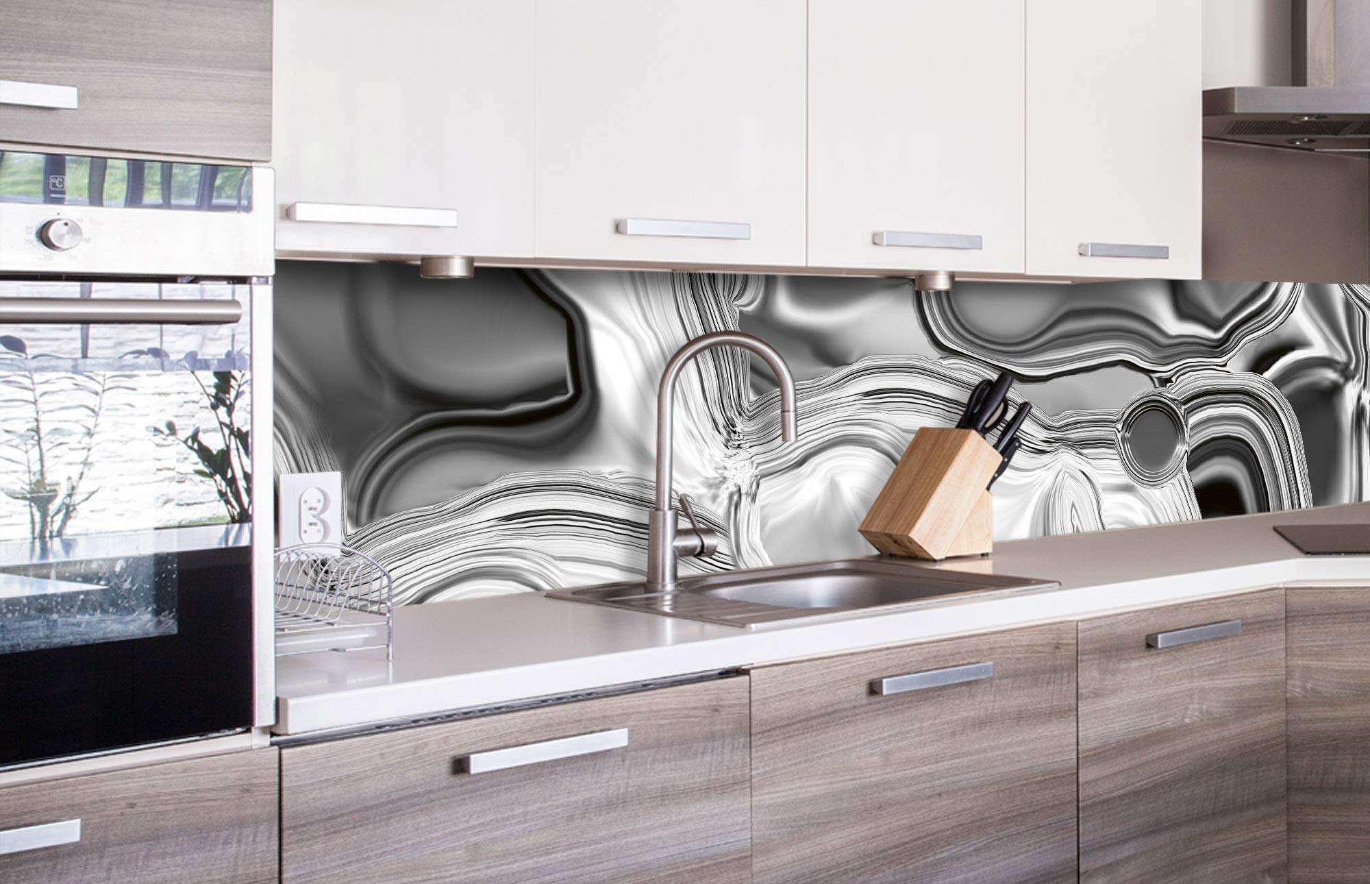 Zelfklevende keuken achterwand GROENE BLADEREN 180 x 60 cm | Zelfklevende spatwand keukenfolie | Waterbestendige folie voor de keuken | PREMIUM KWALITEIT | Gemaakt in de EU