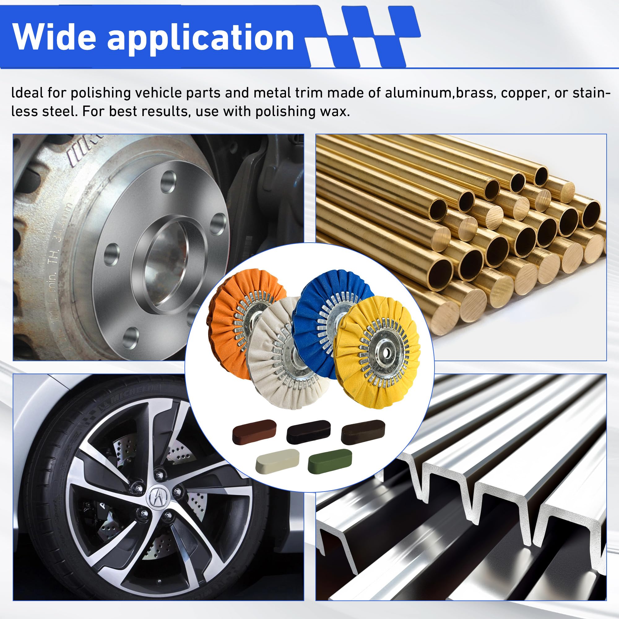 8" Buffing Wheel Kit - Metal Polishing for Angle Grinders -5