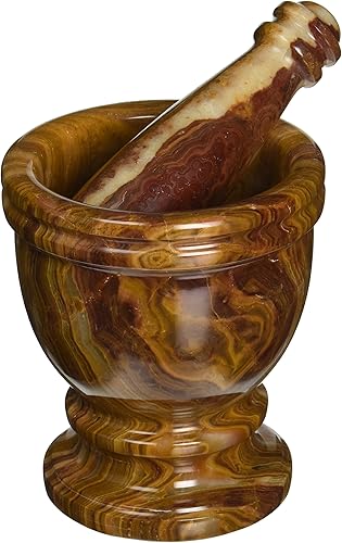 Nature Home Decor MP647ML Multi Onyx - Mortero y mortero de 5 pulgadas con diseño clásico moderno