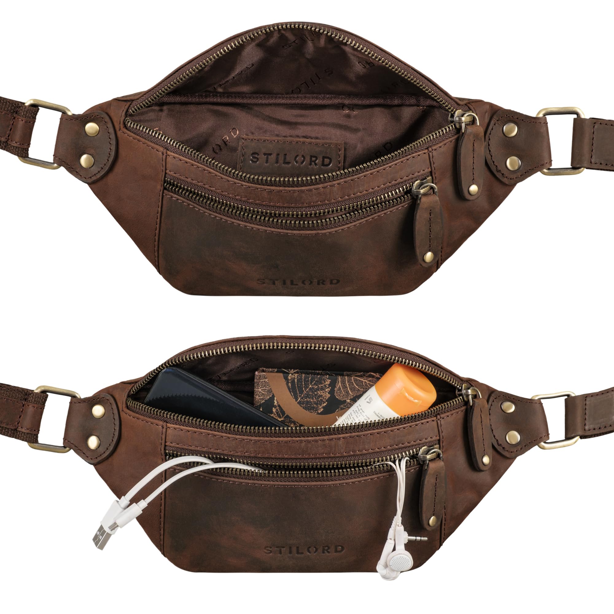 STILORD Orson Bauchtasche aus echtem Leder Gürteltasche Hüfttasche Echtleder für Damen und Herren - Verstellbarer Gurt - diebstahlsicher und wasserabweisend Farbe:Zamora - braun